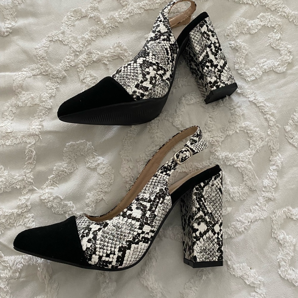 snake print black heel
